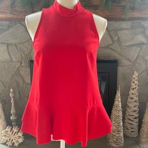Red Anthropologie Peplum Tank Top Small